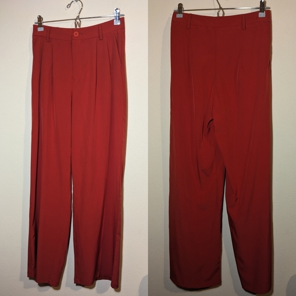 Red wide leg trouser pants - Picture 1 of 10